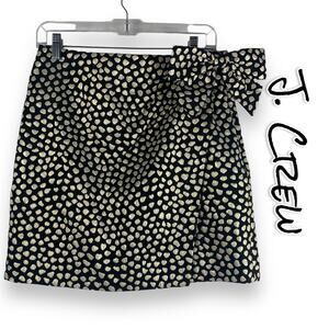 J Crew Bow Pencil Skirt Black Gold Womens Size 6